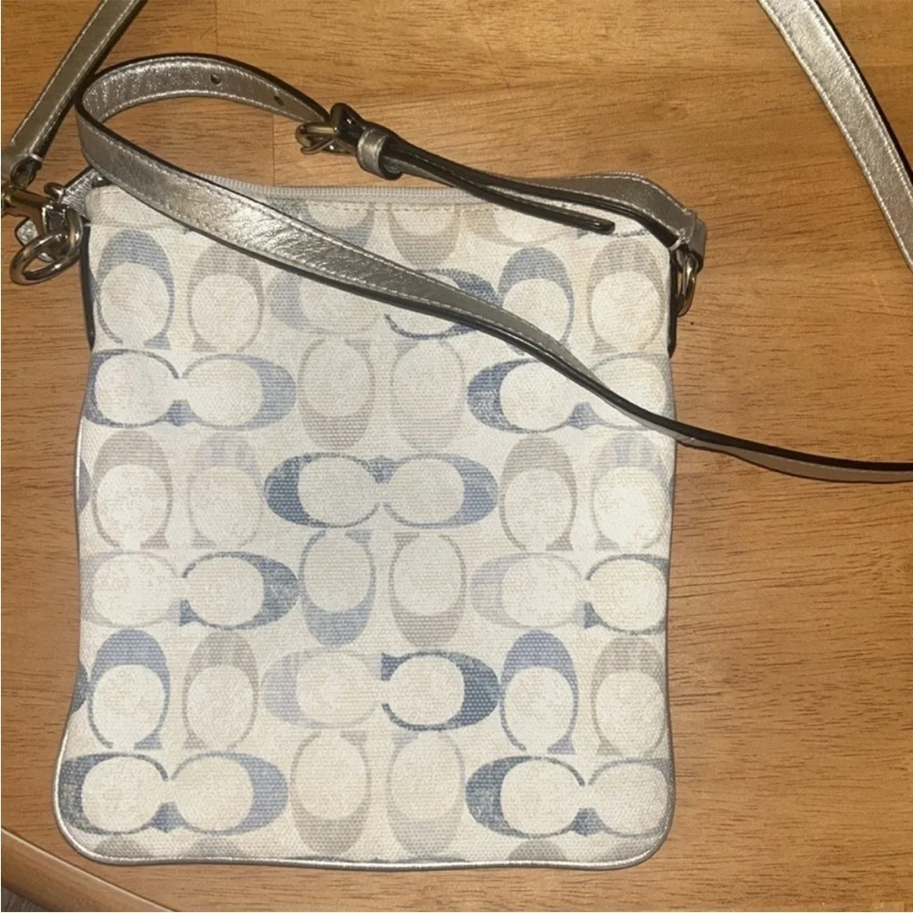 Coach Beige and Silver Crossbody Bag